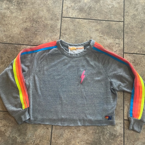 Aviator Nation Cropped Stripped Crewneck XL Made in USA🇺🇸 - Picture 1 of 13